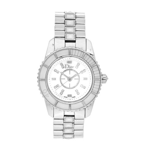 Christian Dior Stainless Steel Diamond Sapphire 29mm Christal Quartz