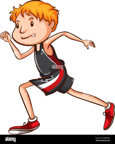 A Simple Drawing Of A Boy Running Stock Vector Image And Art Alamy