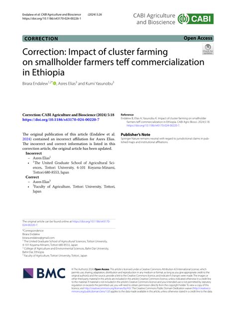 PDF Correction Impact Of Cluster Farming On Smallholder Farmers Teff