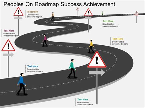 Ll Peoples On Roadmap Success Achievement Flat Powerpoint Design