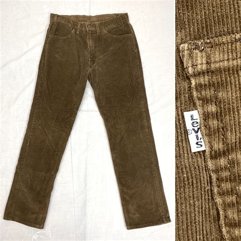 1970s Levis Flared Corduroy Jeans Brown Flared White Tag Cords 34 X 30