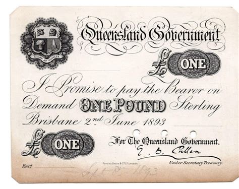 One Pound B W Uniface Specimen Brisbane The Right Note