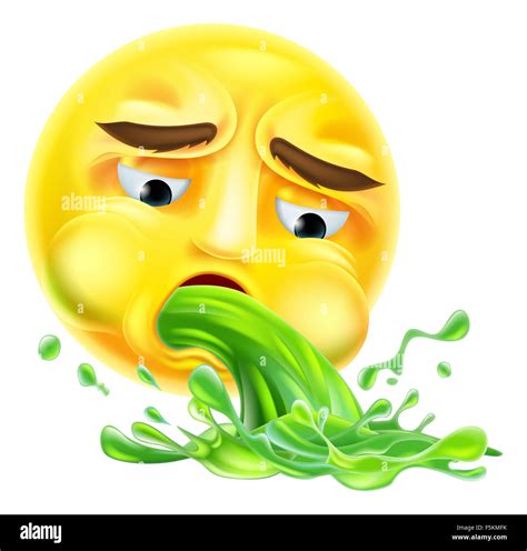 A Vomiting Sick Ill Cartoon Emoji Emoticon Cartoon Character Stock