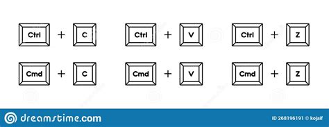 Keyboard Buttons For Copy Paste Cut Past Shortcuts Vector Icon Set