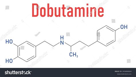 Dobutamine Sympathomimetic Drug Molecule Skeletal Formula Stock Vector