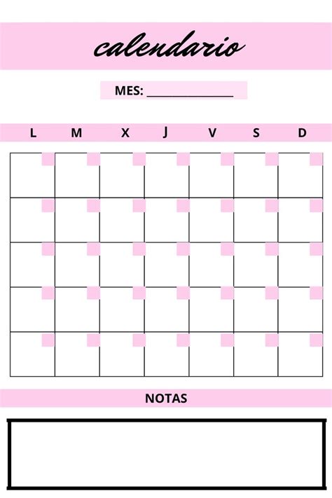 Free Printable Monthly Calendar Calendario Para Escribir Plantilla Calendario Páginas