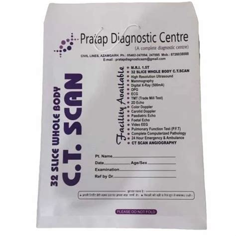 White Paper Ct Scan Medical Report Bag For Hospital Size X