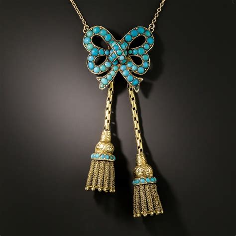 Victorian Turquoise Bow And Tassel Necklace Antique Jewelry University