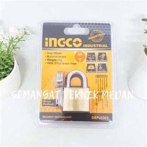 Jual 30mm GEMBOK KUNINGAN BRASS PADLOCK HARDENED 30mm 30 Mm INGCO QLTY