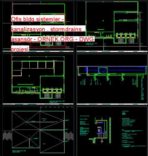 Ofis Bldg Sistemler Kanalizasyon Stormdrains Asans R Dwg Projesi