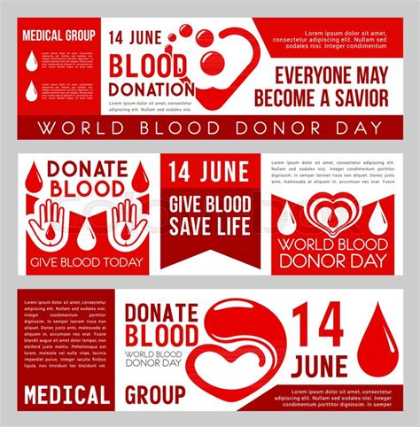 Blood Donation Banner Set For World Stock Vector Colourbox