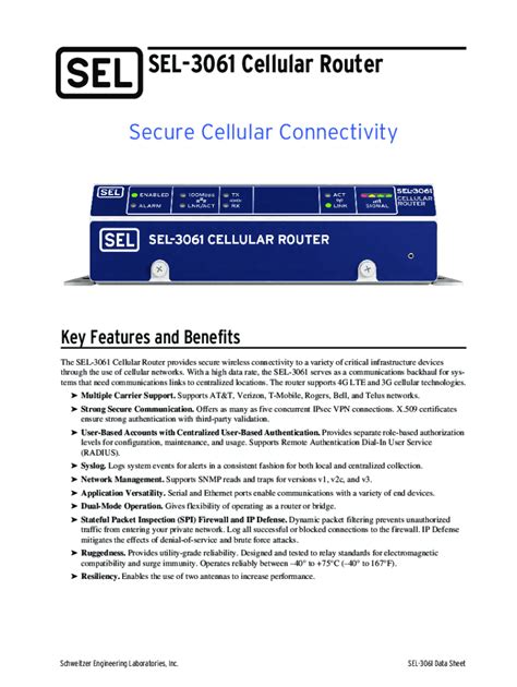 Fillable Online SEL 3061 Data Sheet Fax Email Print PdfFiller