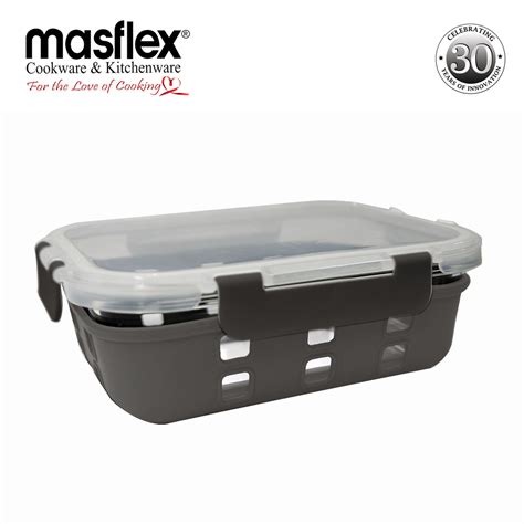 Masflex Borosilicate Rectangular Glass Food Container With Lid Masflex