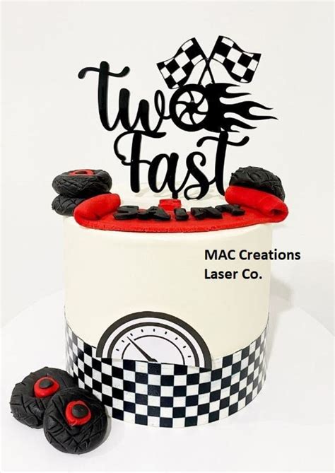 Two Fast Cake Topper Racing Race Car Go Kart Go Karting Second Birthday