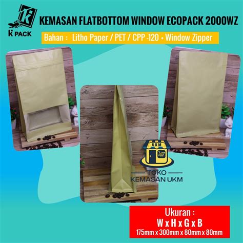 Jual KEMASAN FLAT BOTTOM WINDOW ECOPACK 2000WZ Shopee Indonesia