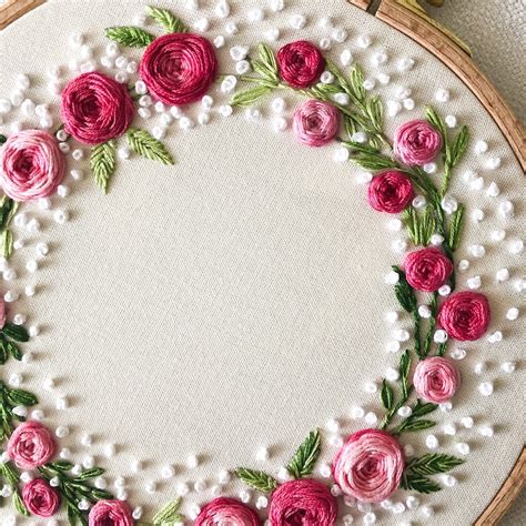 Floral Wreath Embroidery Kit Or Finished Hoop Modern Etsy