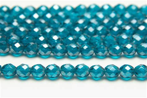 8mm Aquamarine Crystal Lustre Fire Polished Czech Glass Bead Spider