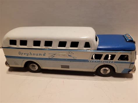 Vintage 1950s Sss Tin Friction Greyhound Scenicruiser Tour Bus