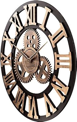 Lafocuse Inch Wooden Real Moving Gears Wall Clock Black Large