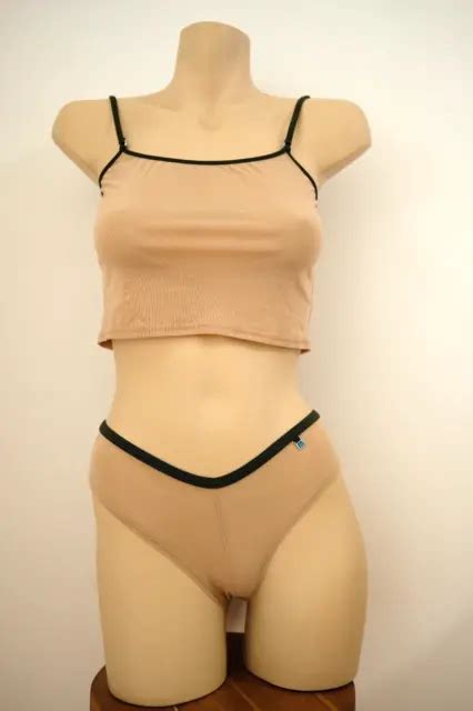 WICKED WEASEL MICROMINIMUS Nude Khaki Naked Mesh Sporty Bikini Sz S New