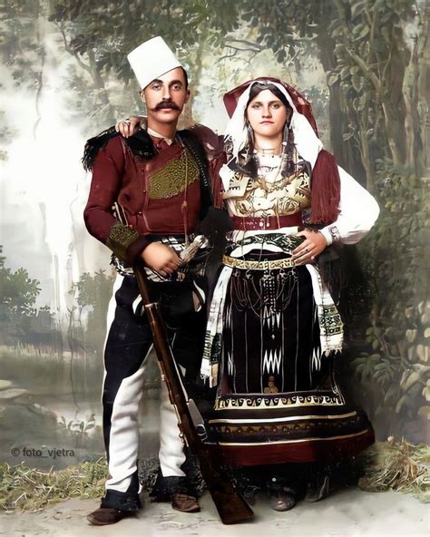 Traditional Albanian Costumes From The Mal Sia E Madhec Circa