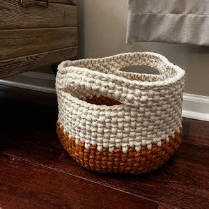 Handmade Crochet Basket for Organizing, Luxe Fabric Basket, Handmade ...