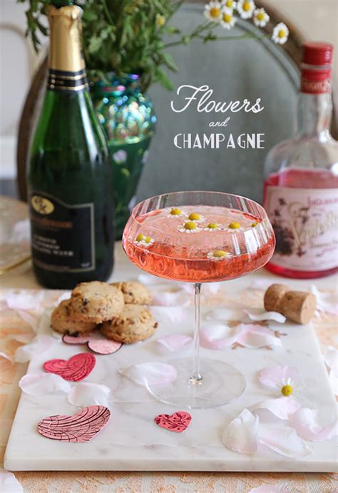 Easy Valentines Day Drink Flowers And Champagne Cocktail