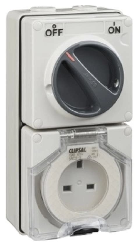 Schneider Clipsal 56c313 13a 250v Surface Mount Single Pole Switched Socket Ip56 Weatherproof