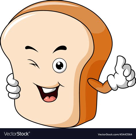 Cute Bread Cartoon Character Giving Thumb Up Vector Image