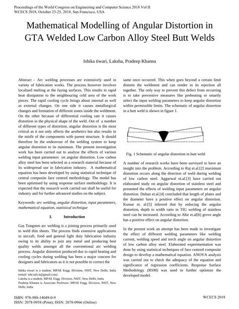 Pdf Mathematical Modelling Of Angular Distortion In Gta Welded