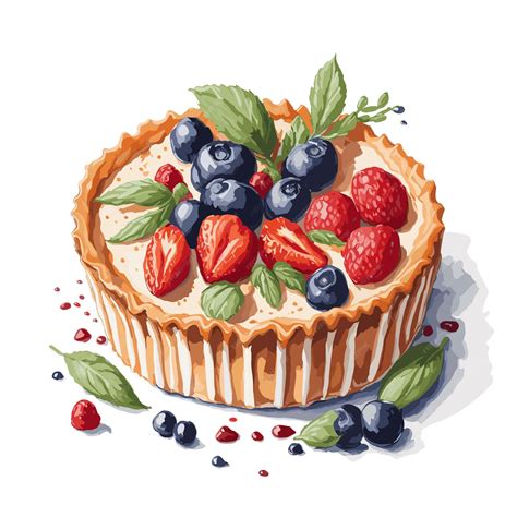 Premium Vector Watercolor Vector Neenish Tart Pastry Clipart Editable