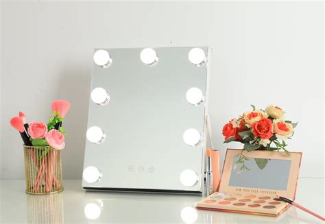 Vanity Mirror with Lights, Aluminum Frame Tabletop Vanity Mirror with 9 ...