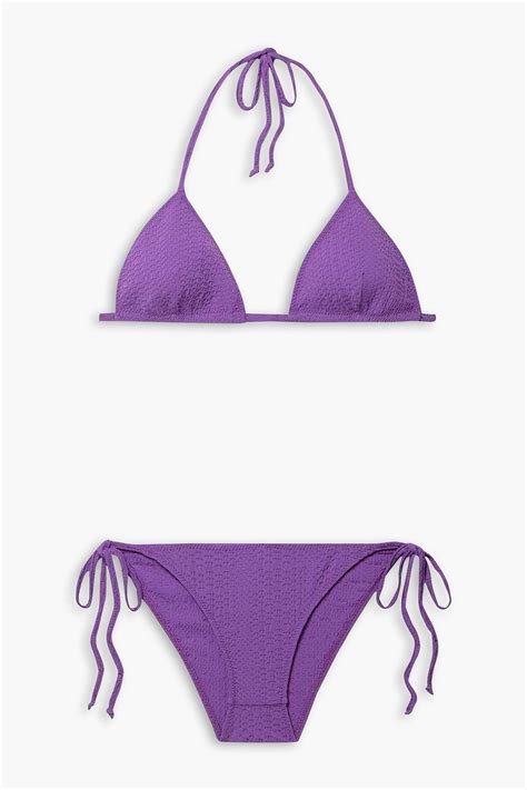 LISA MARIE FERNANDEZ Seersucker Triangle Bikini THE OUTNET