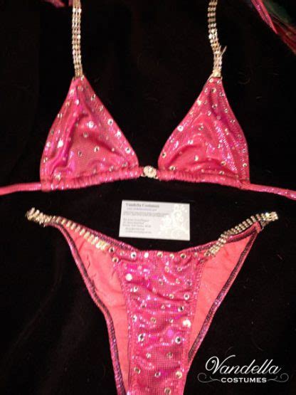 Pink Bikini Womes Physique Custom Competition Suit Rhinestone Connectors