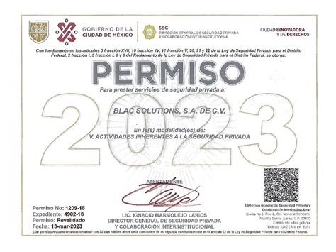 Permiso Ssp Cdmx Blac Expertos En Prevenci N Y Administracion De