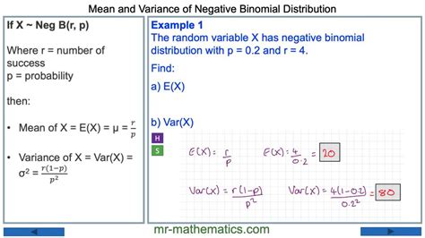 Negative Binomial Distribution Mean And Variance Mr Mathematics