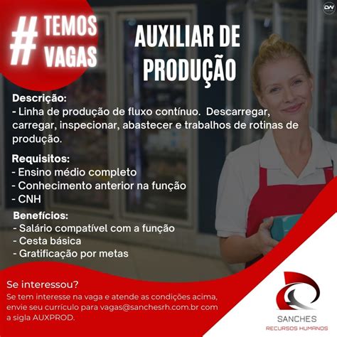 Vaga Auxiliar De Produ O Bauru Vaga De Emprego Sanches Rh