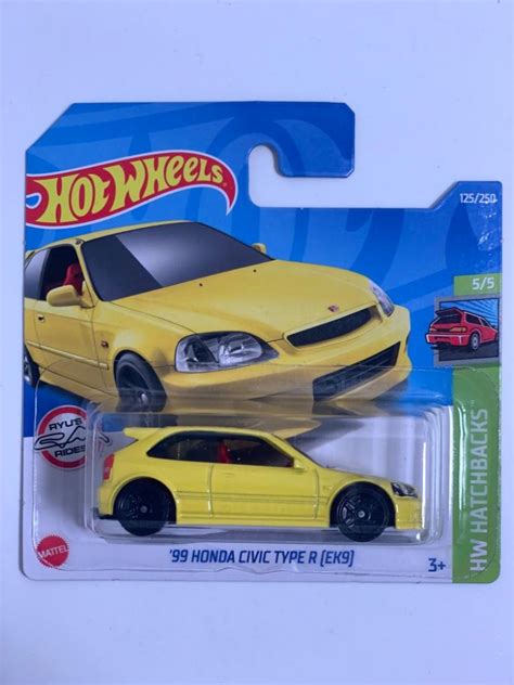 Hot Wheels 99 Honda Civic Type R Ek9 Yellow Carshoping