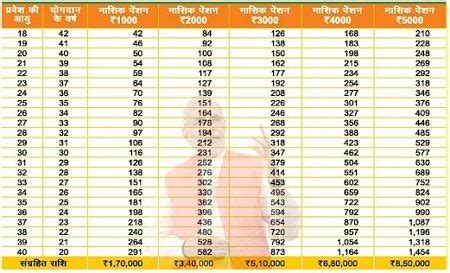 Atal Pension Yojana Contribution Chart