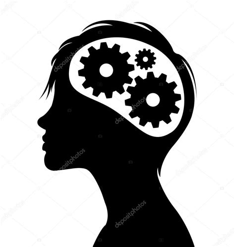 Thinking Gears In Head Silhouette Stock Vector Image By