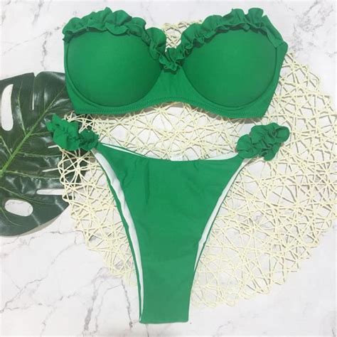 MAILLOT DE BAIN Bandeau Bikini Maillot De Bain Push Up Maillot De Bain