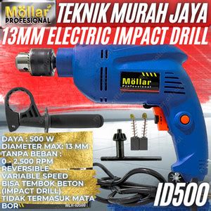 Jual MOLLAR ID500 Mesin Bor Tembok Beton Listrik 13mm Impact Drill 500