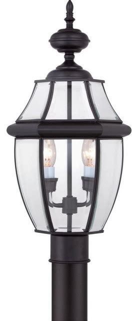 2 Light Large Post Lantern Mystic Black Finish Outdoor Post Lights