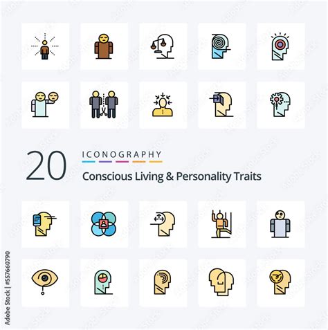 Concious Living And Personality Traits Line Filled Color Icon Pack