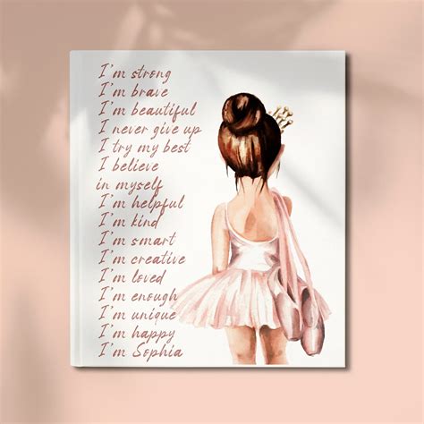 Personalisierte Name Ballerina Leinwand Wandkunst tägliche Affirmation