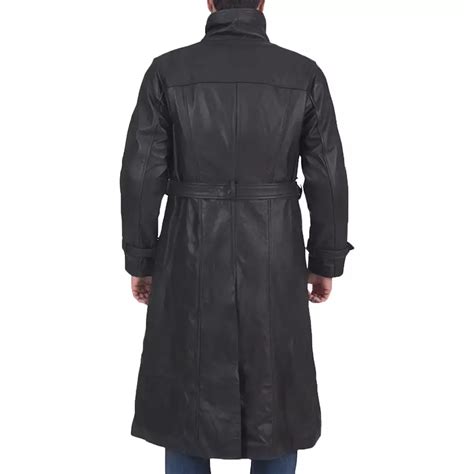 Leather Trench Duster Coat For Men Jackets Mob