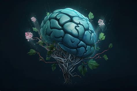 Premium Ai Image Abstract Illustration Of Human Brain Growing From Flower