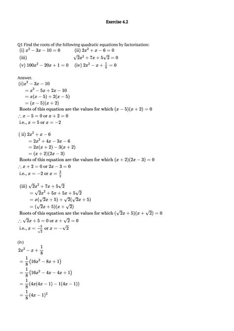 Ncert Solutions For Class 10 Maths Chapter 4 Quadratic Equations