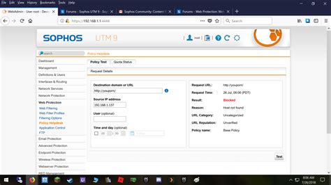 Content filter no longer working - Web Protection: Web Filtering