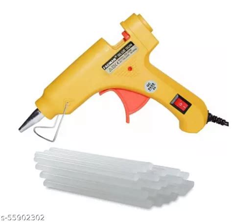FADMAN 20 WATT YELLOW MINI HOT MELT GLUE GUN WITH 15 HOT GLUE STICKS
